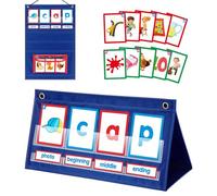 Denash Grafico Tascabile Fonetico CVC Words, Grafico Tascabile da Tavolo per la Creazione di Parole con Schede Flash, Giocattolo Educativo con 100 Carte Incluse per L'apprendimento