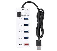 Denash Hub USB3.0 Ad Alta velocità con Connessione di Carico per Accessori Desktop per Laptop Materiale Bianco