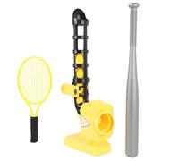 Denash Lanciatore Automatico per Tennis da Baseball 2 in 1, Mazza Retrattile e Racchetta Elastica per Ragazzi e Ragazze, con 3 Angoli Regolabili per Allenamenti Sportivi Indoor e (Yellow)