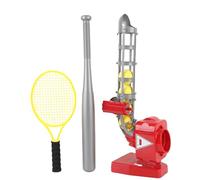 Denash Lanciatore Automatico per Tennis da Baseball 2 in 1, Mazza Retrattile e Racchetta Elastica per Ragazzi e Ragazze, con 3 Angoli Regolabili per Allenamenti Sportivi Indoor e (Rosso)