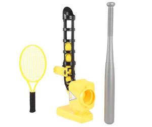 Denash Lanciatore Automatico per Tennis da Baseball 2 in 1, Mazza Retrattile e Racchetta Elastica per Ragazzi e Ragazze, con 3 Angoli Regolabili per Allenamenti Sportivi Indoor e (Yellow)