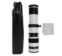 Denash Lenti Zoom di Teleobiettivo da 420 a 800 Mm con Apertura F8.3 per Telecamera a Specchio a Montaggio E, Lente Zoom della Fotocamera a Fuoco Manuale, Lega di Alluminio E Materiale (WHITE)