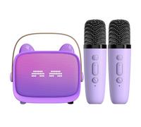 Denash Macchina per Bambini Karaoke con Doppia Riduzione del Rumore, Luci Multicolori, 5 modalità Audio, 2 Microfoni per Smartphone, BT a Lunga Distanza 5.3, 2-3 Ore di Gioco, Batteria (PURPLE)