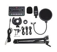 Denash Microfono a Condensatore in Studio Professionale, Set di Pacchetto di Registrazione con Scheda Dal Vivo, Ideale per Podcasting, Streaming e Registrazione Musicale, Luci RGB