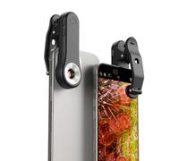 Denash Microscopio per Telefono, Lente Micro con Clip 200X con Luce LED | Ingrandimento 200X, 18 Luci LED, Filtro CPL, Batteria Ricaricabile, Design a Clip, compatibilità Smartphone