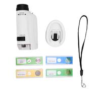 Denash Microscopio Portatile, Ingrandimento da 60 a 180X con Luce LED per Bambini, Strumento Scientifico Portatile con 4 Campioni per Esplorazione Educativa (WHITE)