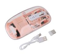 Denash Mouse Trasparente, Mouse Wireless Ricaricabile con Silenzioso, Luce Respiratoria a Sette Colori, 800, 1200, 1600 DPI, Connessione 3 Dispositivi, 8.1 10... (PINK)