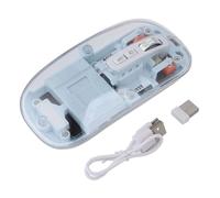 Denash Mouse Trasparente, Mouse Wireless Ricaricabile con Silenzioso, Luce Respiratoria a Sette Colori, 800, 1200, 1600 DPI, Connessione 3 Dispositivi, 8.1 10... (Blue)