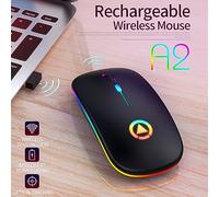 Denash Mouse Wireless Illuminato, Mouse Ricaricabile Muto per Computer Portatile 'ufficio, Design Silenzioso della Caffetteria, Plug and Play, 1 X Pennello GRIM (Versione di ricarica luminosa con