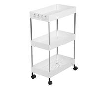 Denash Organizzatore di Mensole di Stoccaggio della per Carrello, Scaffale per Risparmio Spaziale Mobile Multistrato per il Bagno a Casa, Plastica di 3 Strati (Stile senza soluzione di continuità