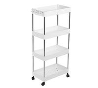 Denash Organizzatore di Mensole di Stoccaggio della per Carrello, Scaffale per Risparmio Spaziale Mobile Multistrato per il Bagno a Casa, Plastica di 3 Strati (Modello Classico [Bianco 4 Strati])