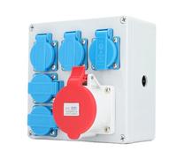 Denash Robusto Presa Industriale IP44 Box di Uscita Impermeabile con 5 Basi Europee e 1 Socket CEE, Soluzione di Prestazioni Versatili per Garage e Bagni