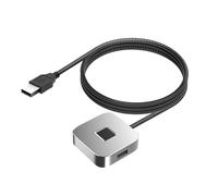 Denash Scanner per Impronte Digitali USB, Riconoscimento a 360°, Crittografia ID, con Cavo di Prolunga da 1,5 M per Supporto Accesso (SILVER)