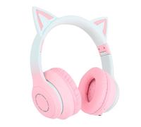 Denash Simpatico Auricolare per Gatti, Cuffie Pieghevoli Wireless con Luce LED Staccabile, Auricolare Bluetooth Carino per Giochi su PC e Telefoni Cellulari (PINK)
