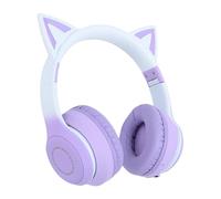 Denash Simpatico Auricolare per Gatti, Cuffie Pieghevoli Wireless con Luce LED Staccabile, Auricolare Bluetooth Carino per Giochi su PC e Telefoni Cellulari (PURPLE)