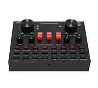 Denash Sondaggio Wireless Live Sound Card con 16 Effetti Sonori per Karaoke -Live -eshoting, Impostazione dei Pulsanti, Design in Metallo (BLACK)