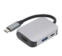 Denash Studente di Accoppiamento di Tipo-C Auminum Auminum Aleay 3-en-1 per Processi di Addebito Rapido, Interfaccia Multimediale HD, USB 3.0 per gli Impiegati Mobili
