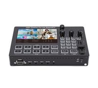 Denash Switcher Video Interfaccia Multimediale HD, Schermo 1080P da 5 Pollici Switcher Streaming Live a 4 con 30 Effetti di Transizione e Controllo PTZ, per Lezioni Online di (Spina europea)