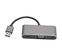 Denash USB3.0 Interfaccia Multimediale Ad Alta Definizione VGA Adattatore Dividi Schermata 1080p per Windows7/8/10/11 OS X Lega di Alluminio Silver Grey 1x Aluminium