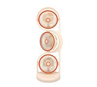 Denash Ventilatore da Tavolo, Ventilatore Portatile a 3 Teste Ricaricabile Tramite USB con Impostazioni Multiple di velocità, da Tavolo Oscillante a 360° per Lavori di (Beige)