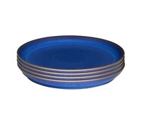 Denby - Set di 4 piatti piani blu imperiale - Lavabile in lavastoviglie e adatto al microonde 26 cm - stoviglie in ceramica blu reale - Piatti grandi resistenti a scheggiature e crepe