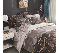 Dencalleus Set Copripiumino in Microfibra Parure Stampa Geometrico Matrimoniale, 1 x Copripiumino 200 x 200 cm con 2 x Federe 50 x 70 cm, Bedding Set Biancheria da Letto, Grigio