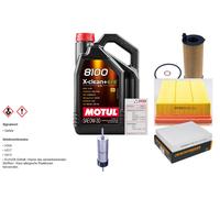 DENCKERMANN Controllo Set 5L MOTUL 8100 X-CLEAN 0W-30 Per BMW 1Er 116I