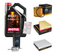 DENCKERMANN Controllo Set 5L MOTUL 8100 X-CLEAN 0W-30 Per VW Polo 1.2 Fox