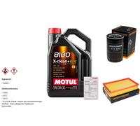 DENCKERMANN Controllo Set 5L MOTUL 8100 X-CLEAN 0W-30 Per VW Transporter V