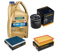 DENCKERMANN Controllo Set 5L RAVENOL SMP 5W-30 per VW T-ROC Cabriolet Kit Olio