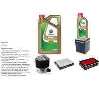 Denckermann Controllo Set 6L castrol edge 5W-30 C3 per Nissan Qashqai + 2 Bagno
