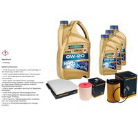DENCKERMANN Controllo Set 8 L RAVENOL 0W-20 per Audi A6 Avant 3.0 TDI quattro