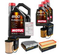 DENCKERMANN Controllo Set 8L MOTUL 8100 X-CLEAN 0W-30 Per VW Touran Van 1.9