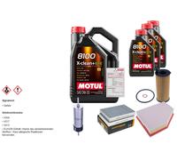 Denckermann Controllo Set 8L Motul 8100 x-Pulire 0W-30 per BMW 5er Tour