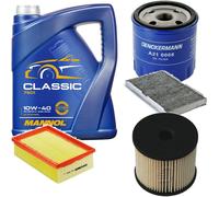 DENCKERMANN Controllo Set MANNOL Classic 10W-40 5L Per Peugeot 307 Break 2.0