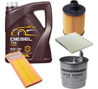 DENCKERMANN Controllo Set MANNOL Diesel TDI 5W-30 5L Per Fiat 500 C 1.3 D