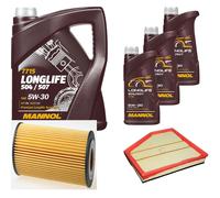DENCKERMANN Controllo Set MANNOL LONGLIFE 504/507 5W-30 8L Per BMW 5 Serie 520d
