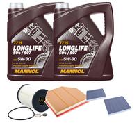 DENCKERMANN Controllo Set MANNOL LONGLIFE 5W-30 10L Per BMW 5 Serie 6 Serie