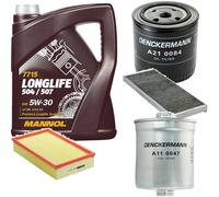 DENCKERMANN Controllo Set MANNOL LONGLIFE 5W-30 5L Per Audi 80 Avant 2.6