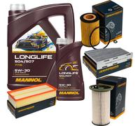 DENCKERMANN Controllo Set MANNOL LONGLIFE 5W-30 6L Per VW Caddy IV Kombi 2.0
