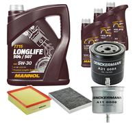 DENCKERMANN Controllo Set MANNOL LONGLIFE 5W-30 8L Per Audi A4 Cabriolet 2.4