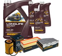 DENCKERMANN Controllo Set MANNOL LONGLIFE 5W-30 8L Per VW Caddy IV Kombi 2.0
