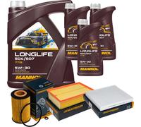 DENCKERMANN Controllo Set MANNOL LONGLIFE 5W-30 8L Per VW Passat Variant 2.0
