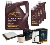 DENCKERMANN Controllo Set MANNOL LONGLIFE 5W-30 9L Per Audi A5 Cabriolet S5