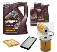 DENCKERMANN Controllo Set MANNOL LONGLIFE 5W-30 9L Per Opel Vivaro Kasten 2.0