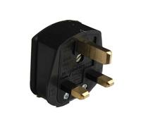 Dencon Spina Elettrica a 3 Poli in Gomma, 13A Fusibile, Nero, Standard BS