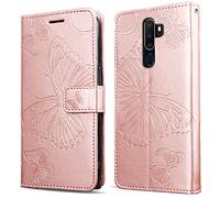 DENDICO Cover per Oppo A9 2020 / Oppo A5 2020, Portafoglio Custodia in PU Pelle per Oppo A9 2020 / Oppo A5 2020, Antiurto Cover a Libro con Slot per Carte, Oro Rosa