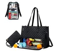 DengFen The Ultimate 2 in 1 - Borsa a secchiello per il pranzo combinata, borsa da lavoro in 1, borsa tote per computer, ufficio (nero)