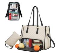 DengFen The Ultimate 2 in 1 Lunch Tote Bag Combo, borsa da lavoro in 1 borsa per il pranzo, borsa tote per computer, ufficio (bianco sporco)