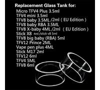 Denghui-ec, 5PCS Serbatoio di Vetro per Vape Pen 22 / Micro TFV4 Plus/Bastone X8 / V8 / TFV8 Big Baby RBA / TFV12 Prince // Bastone M17 / Resa Prince, Niente Tabacco o nicotina (Color : TFV8)
